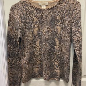 Mainbocher Pure Cashmere Sweater Snakeskin Print